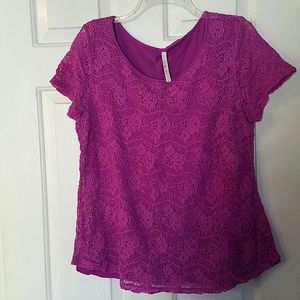 Leo & Nicole - Purple Lace Blouse